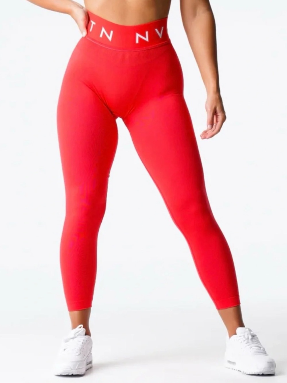 NVGTN Bright Red Solid Seamless Logo Legging Small
